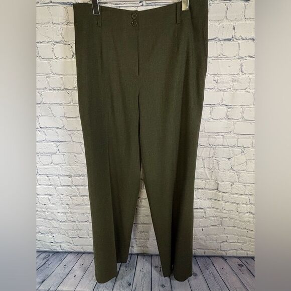 Talbots Classic Italian Luxe Light Wool Loden Green Lined Straight Leg Pants 6 - Picture 2 of 11